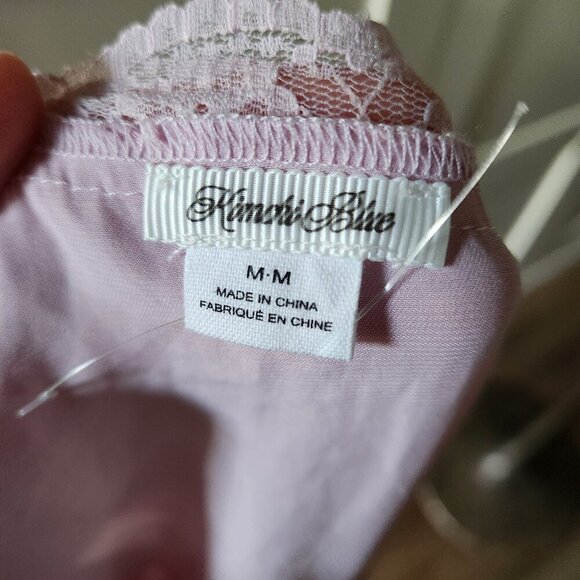 Urban Outfitters Kimchi Blue Isabella Puff Sleeve Lace Blouse light purple Sz M - Picture 9 of 11